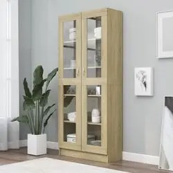 vidaXL Vitrinenschrank Sonoma-Eiche 82,5 x 30,5 x 185,5 cm (802771) vidaXL Vitrinenschrank Sonoma-Eiche 82,5 x 30,5 x 185,5 cm (802771)