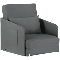 HOMCOM Klappbarer Schlafsessel mit 2 Seitentaschen