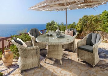 Destiny Malaga Luna Natur 4 Sessel + Tisch 120 cm