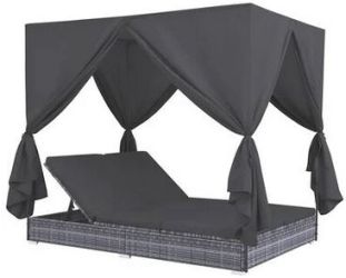 vidaXL Outdoor-Lounge-Bett mit Vorhängen (45647)