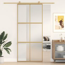 vidaXL Schiebetür Golden 90x205 cm Matt ESG-Glas und Aluminium (155158)