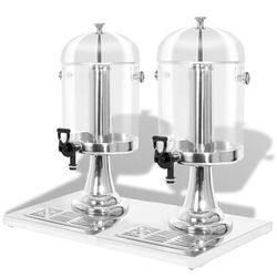vidaXL Getränkespender 2-fach Edelstahl 2 x 8 l (50532)