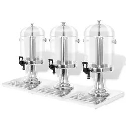 vidaXL Getränkespender 3-fach Edelstahl 3 x 8 l (50533)