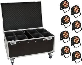 Eurolite Set 8x LED IP PAR 12x9W SCL Spot + Case mit Rollen (20000885)