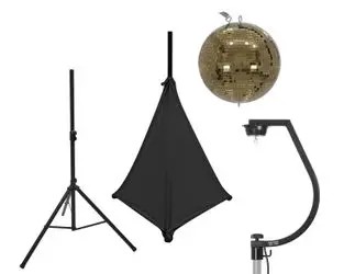 Eurolite Set Spiegelkugel 30 cm gold mit Stativ und Segel schwarz