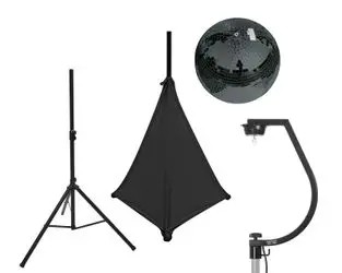 Eurolite Set Spiegelkugel 30 cm schwarz mit Stativ und Segel schwarz
