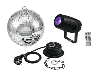 Eurolite Set Spiegelkugel 20 cm mit Motor + LED PST-5 QCL Spot sw (20000563)