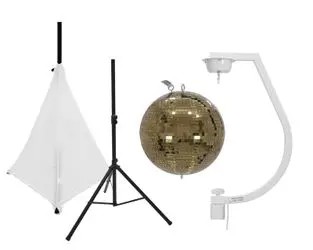 Eurolite Set Spiegelkugel 30cm gold mit Stativ und Segel (20000710)