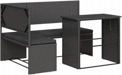 vidaXL Gartensofa in L-Form mit Tisch und Kissen (362347)