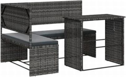 vidaXL Gartensofa in L-Form mit Tisch und Kissen (362348)