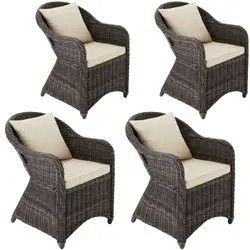 tectake Rattansessel mit Aluminiumgestell und Kissen 4er Set (403683) tectake Rattansessel mit Aluminiumgestell und Kissen 4er Set (403683)