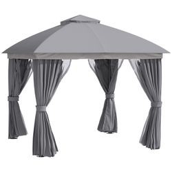 Outsunny Pavillon mit Doppeldach, Moskitonetz Alu 2,96 x 2,96 m Outsunny Pavillon mit Doppeldach, Moskitonetz Alu 2,96 x 2,96 m