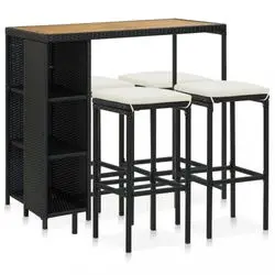 vidaXL Gartenbar-Set mit Kissen Poly Rattan Schwarz (3064916) vidaXL Gartenbar-Set mit Kissen Poly Rattan Schwarz (3064916)