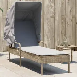 vidaXL Sonnenliege mit Dach Braun Poly Rattan (368191)