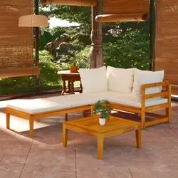 vidaXL Garten-Lounge-Set 3-tlg. mit Dunkelgrauen Kissen (3087278)