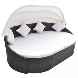 vidaXL Outdoor-Loungebett mit Dach Poly Rattan Schwarz (41832) vidaXL Outdoor-Loungebett mit Dach Poly Rattan Schwarz (41832)