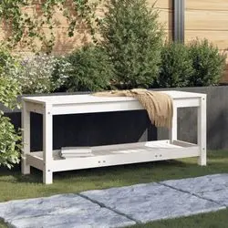 vidaXL Gartenbank Weiß 108 x 35 x 45 cm Massivholz Kiefer (832383)