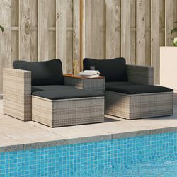 vidaXL Garten-Sofagarnitur mit Kissen 5-tlg. (365726)