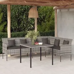 vidaXL Gartensofa in L-Form mit Kissen (362337)