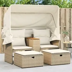 vidaXL Gartensofa 2-Sitzer mit Dach und Hockern (365802) vidaXL Gartensofa 2-Sitzer mit Dach und Hockern (365802)