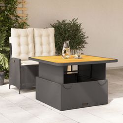 vidaXL Garten-Essgruppe mit Kissen Schwarz Poly Rattan 2-tlg. (3277439)
