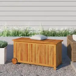 vidaXL Gartentruhe mit Rollen 113 x 50 x 58 cm Massivholz (319712)