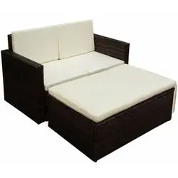 vidaXL Garten-Lounge-Set mit Auflagen Rattan Braun 2-tlg. (42733)