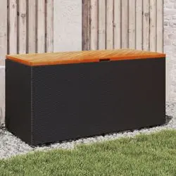 vidaXL Gartentruhe Schwarz 110 x 50 x 54 Rattan Akazienholz (365955) vidaXL Gartentruhe Schwarz 110 x 50 x 54 Rattan Akazienholz (365955)