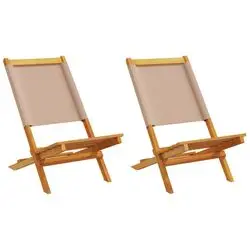 vidaXL Gartenstühle Taupe Massivholz Akazie 2 Stk. (367692)