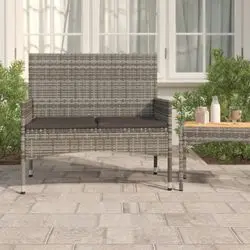 vidaXL Gartenbank 2-Sitzer mit Kissen Poly Rattan (319488)