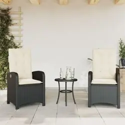 vidaXL Gartensessel mit Kissen 2 Stk. Verstellbar Rattan (365168)