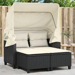 vidaXL Gartensofa 2-Sitzer mit Dach und Hockern (365780) vidaXL Gartensofa 2-Sitzer mit Dach und Hockern (365780)