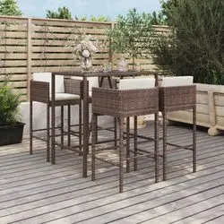vidaXL Gartenbar-Set mit Kissen Poly Rattan 5-tlg. (3200655) vidaXL Gartenbar-Set mit Kissen Poly Rattan 5-tlg. (3200655)