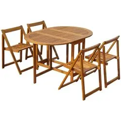 vidaXL Garten-Essgruppe Klappbar Akazie Massivholz 5-tlg. (45594) vidaXL Garten-Essgruppe Klappbar Akazie Massivholz 5-tlg. (45594)