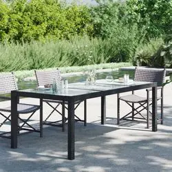 vidaXL Gartentisch 190 x 90 x 75 cm Glas Poly Rattan (316712)