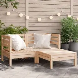 vidaXL Gartensofa 2-Sitzer mit Hocker Massivholz Kiefer (838019)