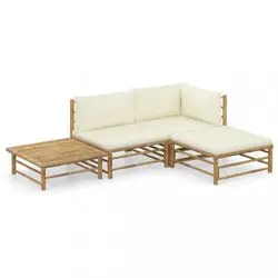 vidaXL Garten-Lounge-Set mit Kissen Bambus 4-tlg. (3058189)
