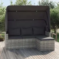 vidaXL 3-Sitzer-Gartensofa mit Dach und Fußhocker vidaXL 3-Sitzer-Gartensofa mit Dach und Fußhocker