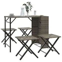 vidaXL Garten-Essgruppe Klappbar Poly Rattan 5-tlg. (365946)
