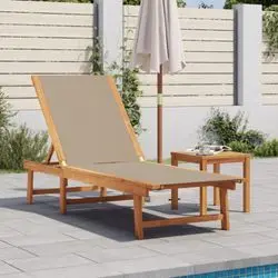 vidaXL Sonnenliege mit Tisch Massivholz Akazie und Textilene (4008419)