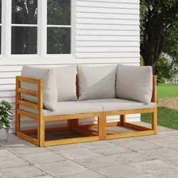 vidaXL Modular Ecksofas mit Kissen Massivholz Akazie 2 Stk. (360008)