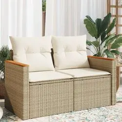 vidaXL Gartensofa mit Kissen 2-Sitzer Poly Rattan (366082)