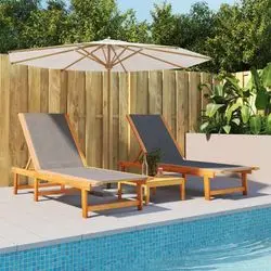 vidaXL Sonnenliegen Massivholz Akazie und Textilene 2 Stk. (3279247)