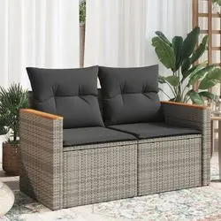vidaXL Gartensofa 2-Sitzer mit Kissen Poly Rattan (366144)