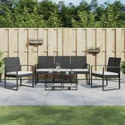 vidaXL Garten-Essgruppe mit Kissen PP-Rattan 5-tlg. (360218)