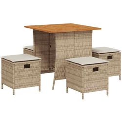 vidaXL Garten-Essgruppe mit Kissen Poly Rattan 5-tlg. (365422)