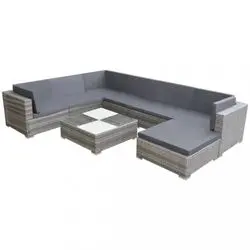 vidaXL Garten-Lounge-Set mit Auflagen Poly Rattan 8-tlg. (42738)