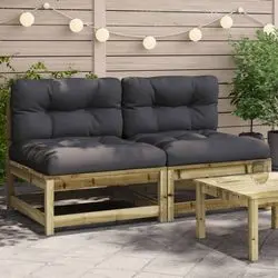 vidaXL Gartensofas ohne Armlehnen mit Kissen 2 Stk. (838092)