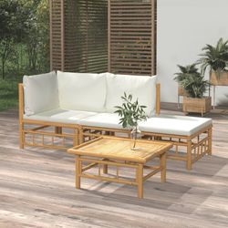 vidaXL Garten-Lounge-Set mit Kissen Bambus 4-tlg. (3155176)