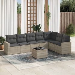 vidaXL Garten-Sofagarnitur mit Kissen Poly Rattan 8-tlg. (3219052)